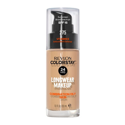 Revlon ColorStay Liquid Foundation Makeup, Matte Finish, Combination/Oily Skin, SPF 15, 275 Cashew, 1 fl oz