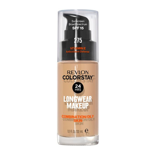 Revlon ColorStay Liquid Foundation Makeup, Matte Finish, Combination/Oily Skin, SPF 15, 275 Cashew, 1 fl oz