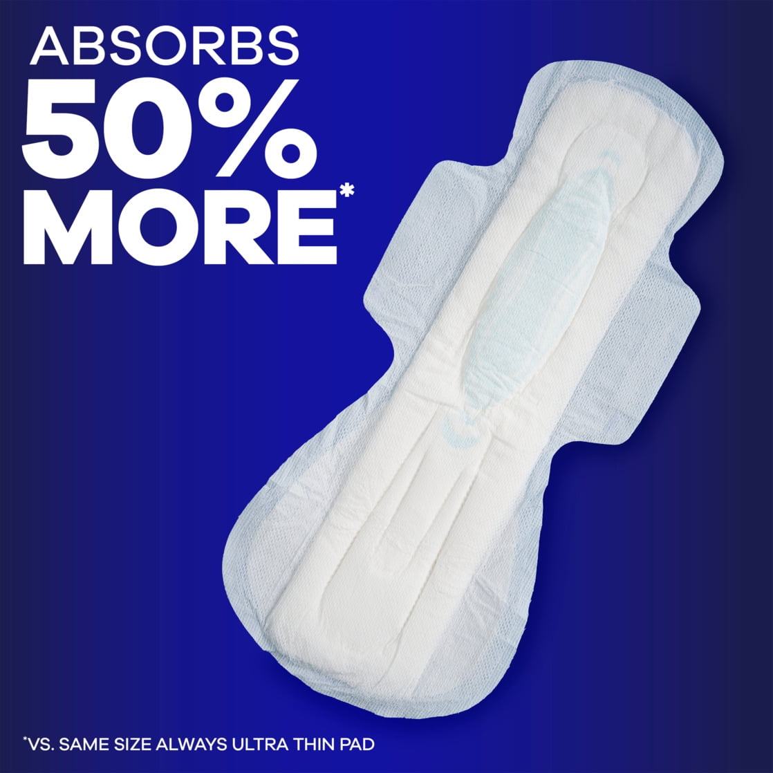 Always Maxi Pads Size 5, Extra Heavy Overnight with Wings, 14 Count
