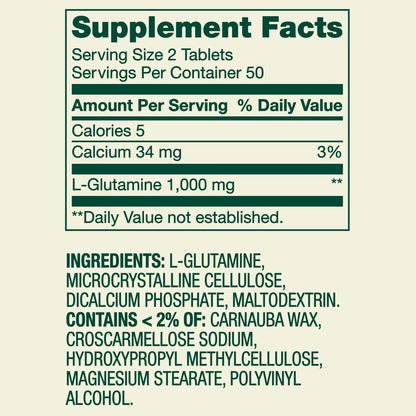 Spring Valley L-Glutamine Tablets Dietary Supplements, 500 mg, 100 Count