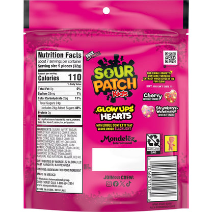 SOUR PATCH KIDS Glow Ups Hearts Soft & Chewy Valentine's Day Candy, 8.4 oz