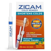 Zicam Cold Remedy Cold Shortening Medicated Nasal Swabs Zinc-Free, 20 Count