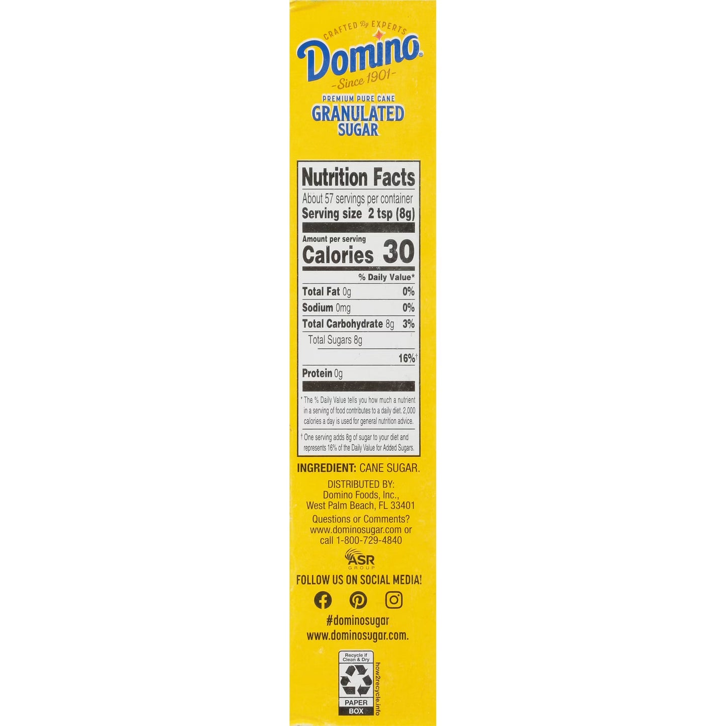 (24 pack) Domino Premium Pure Cane Granulated Sugar, 1 lb Box