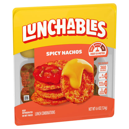 Lunchables Spicy Nachos with Chili Lime Flavored Tortilla Chips, Cheese Dip & Salsa, 4.4 oz Pack