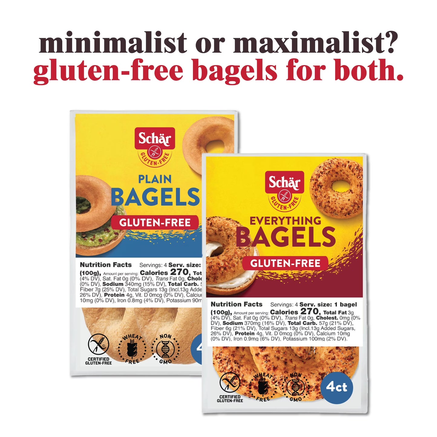 Schar Gluten Free Pre-Sliced Everything, Gluten Free Chewy Bagels, 14.1oz
