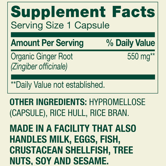Spring Valley Ginger Root Dietary Supplement Capsules for Digestive Health, 550 mg, 100 Count