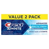 Crest 3D White Advanced Arctic Fresh Whitening Toothpaste, 3.3 oz Tubes, Pack of 2