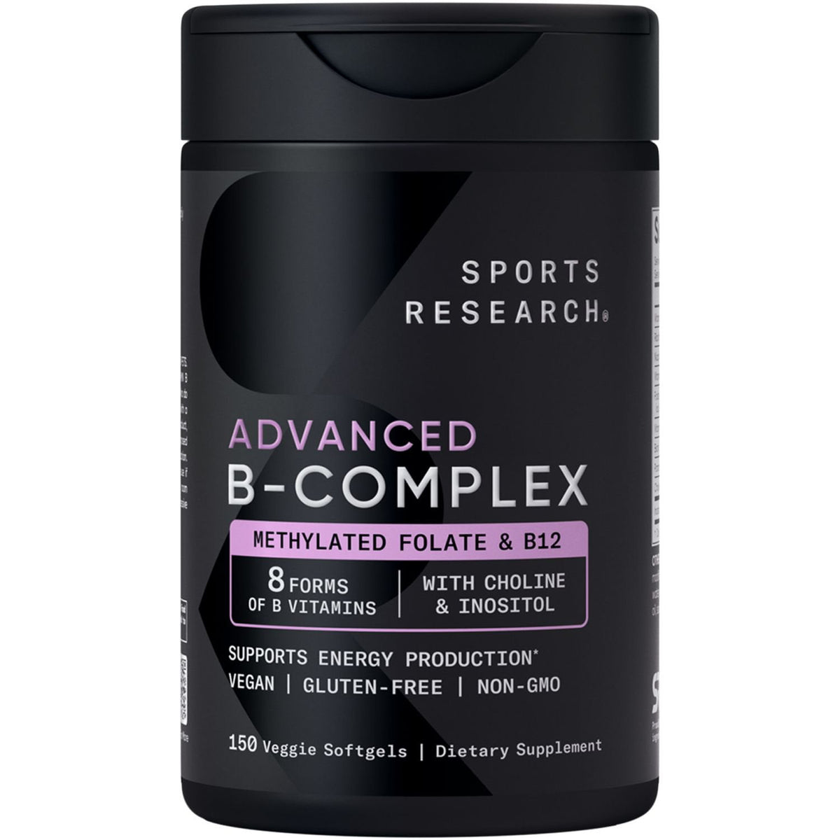 Sports Research Vitamin B-Complex, B12, Folate, Plant Based Soft Gels, 150 ct