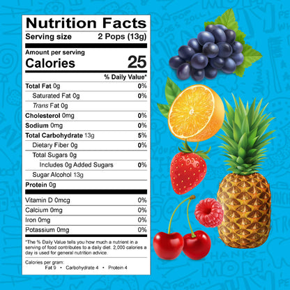 ZOLLIPOPS Lollipops, Sugar Free Candy, Allergen Free with Natural Fruit Flavor, Keto, Vegan 5.2 oz