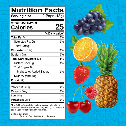 ZOLLIPOPS Lollipops, Sugar Free Candy, Allergen Free with Natural Fruit Flavor, Keto, Vegan 5.2 oz