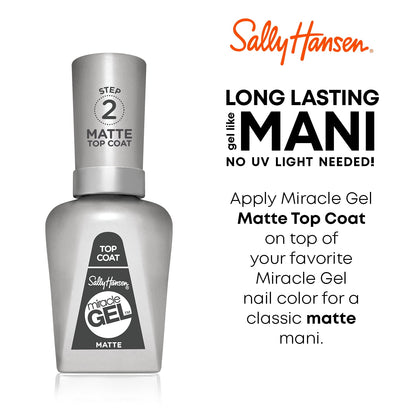 Sally Hansen Miracle Gel Nail Polish Lacquer Matte Top Coat, 0.5 fl oz
