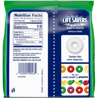 Life Savers Wint-O-Green Breath Mints Hard Candy, Sharing Size - 13 oz