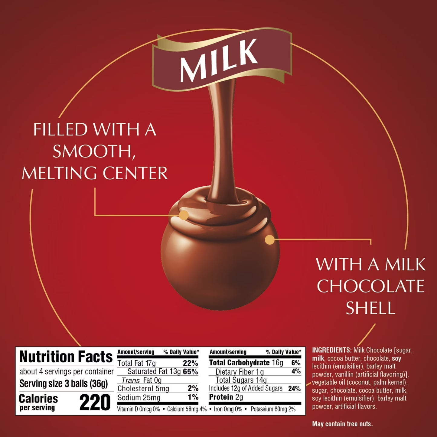 Lindt LINDOR Milk Chocolate Candy, 5.1 oz Bag