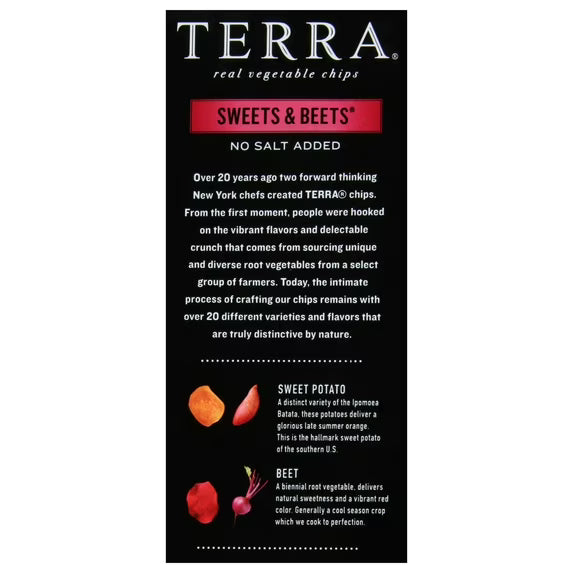 TERRA Sweets & Beets No Salt Vegetable Snack Chips, 5 oz