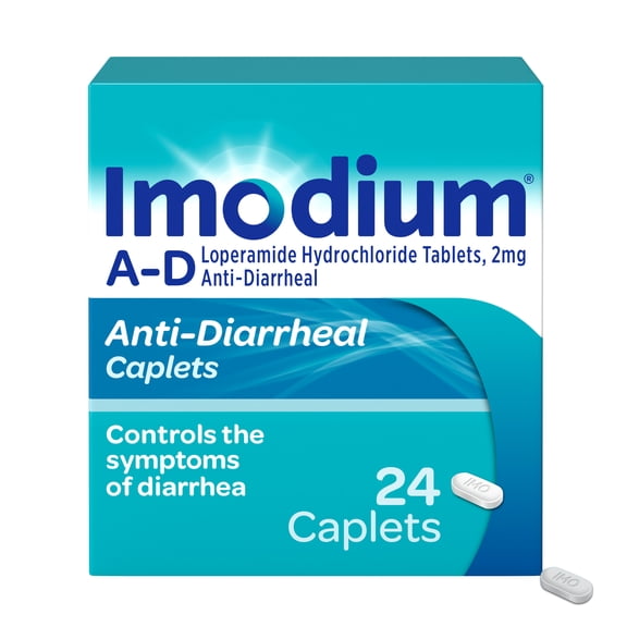 Imodium A-D Anti-Diarrheal Caplets 2mg Loperamide Hydrochloride Diarrhea Relief Caplets, 24 Count