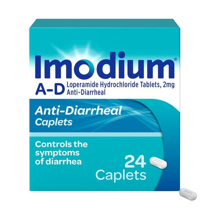 Imodium A-D Anti-Diarrheal Caplets 2mg Loperamide Hydrochloride Diarrhea Relief Caplets, 24 Count