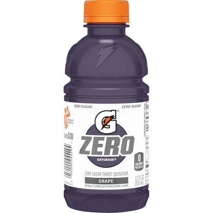 Gatorade Zero Sugar Thirst Quencher Grape Sports Drink, 12 fl oz, 12 Count Bottles