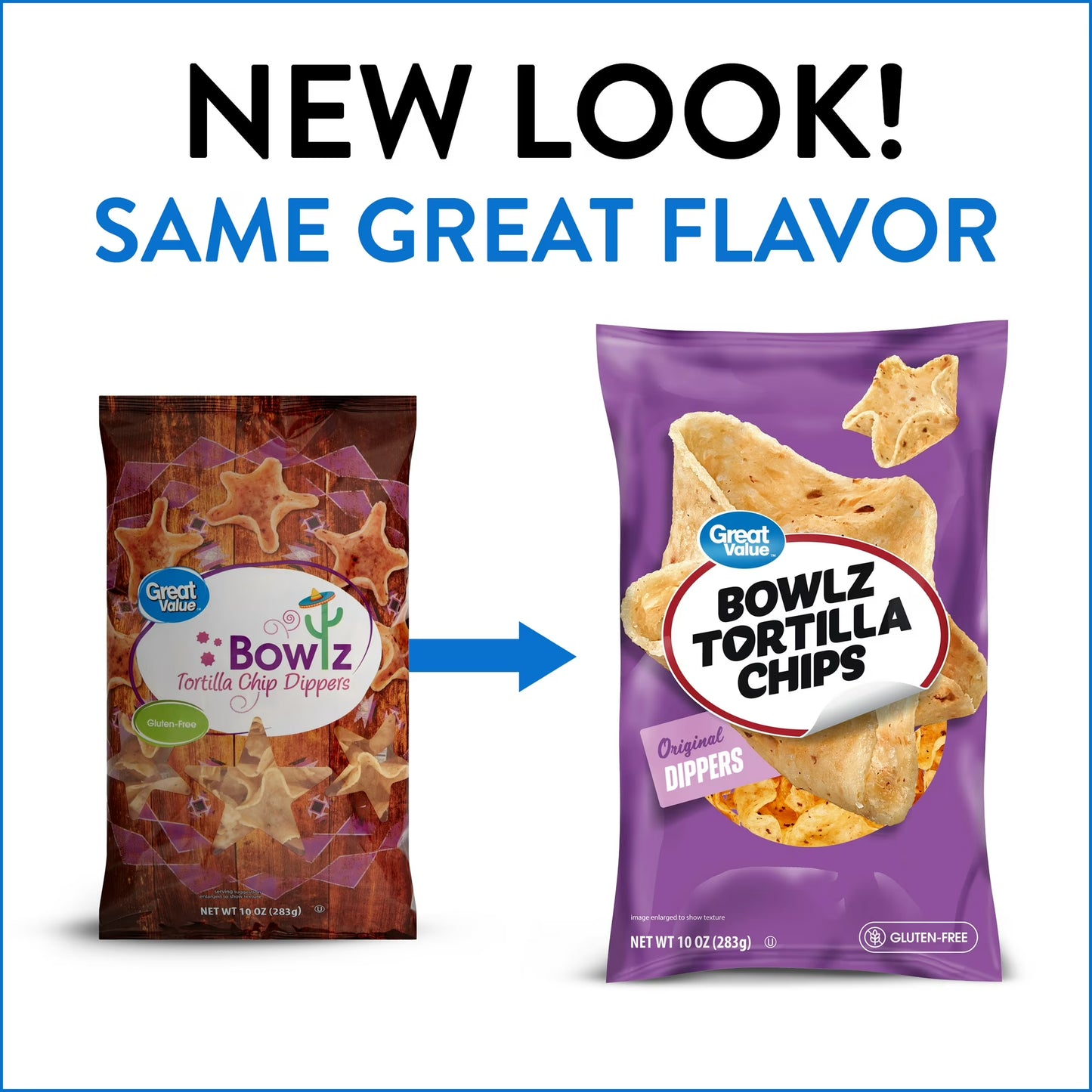 Great Value Original Dippers Bowlz Tortilla Chips, 10 oz