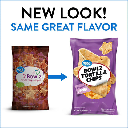 Great Value Original Dippers Bowlz Tortilla Chips, 10 oz
