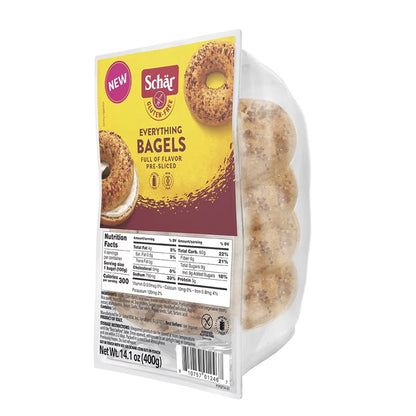 Schar Gluten Free Pre-Sliced Everything, Gluten Free Chewy Bagels, 14.1oz