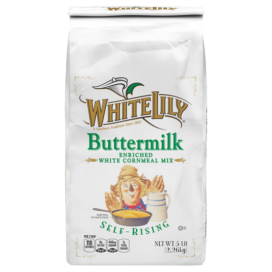 (2 pack) White Lily Self-Rising Buttermilk White Cornmeal Mix, 5 lb Bag