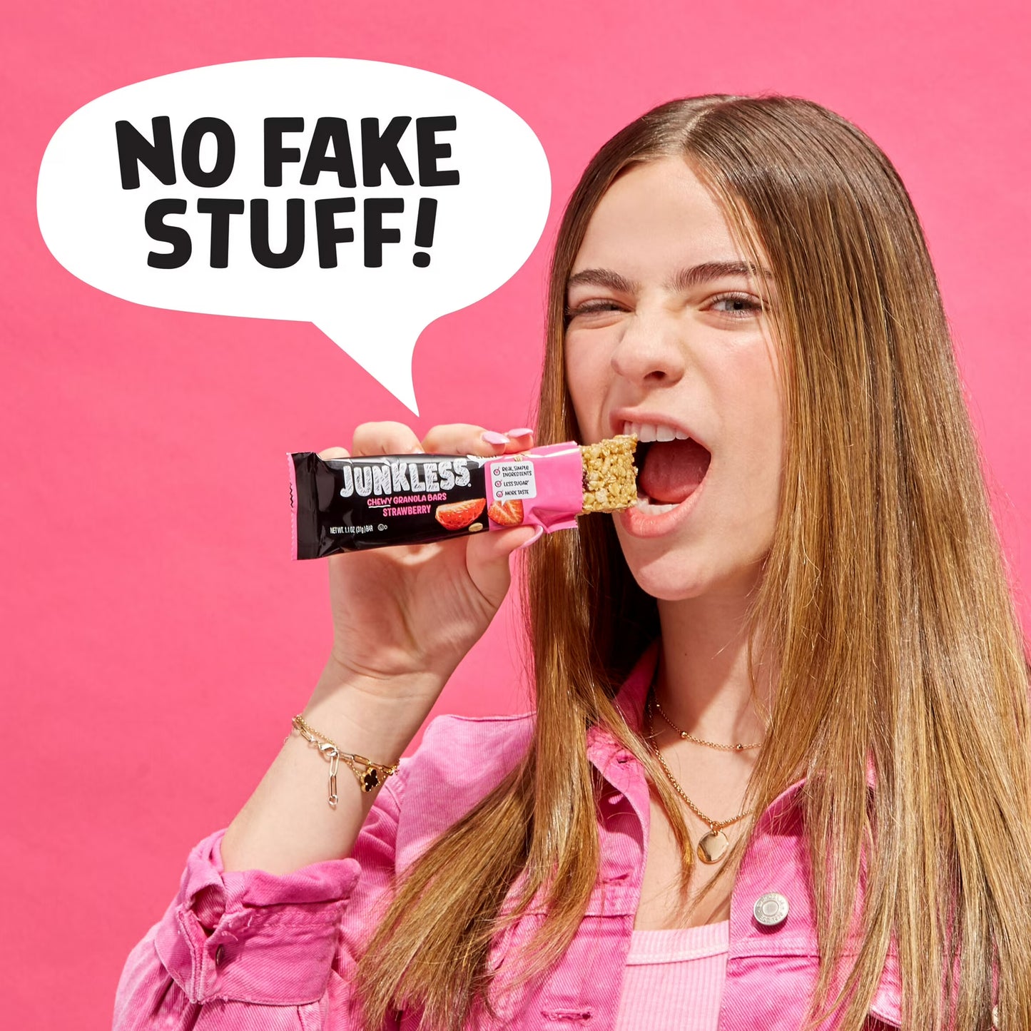 Junkless Chewy Strawberry Granola Snack Bars, 1.1 oz, 8 Count