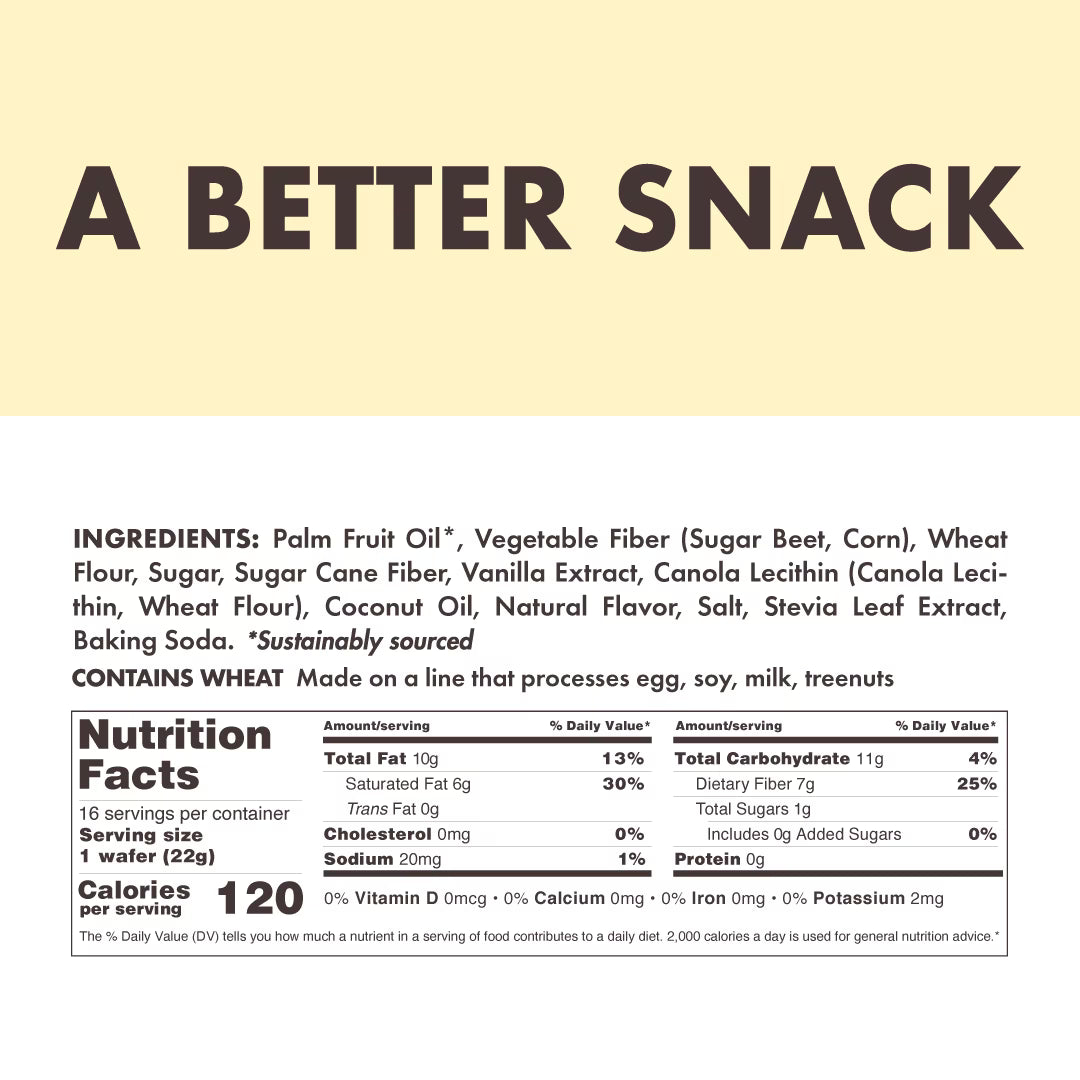 Rip Van Vanilla Keto Wafer Cookies, Non-GMO, Vegan, Low-Sugar (2g), Low-Carb, Baked Snack, 16 Count