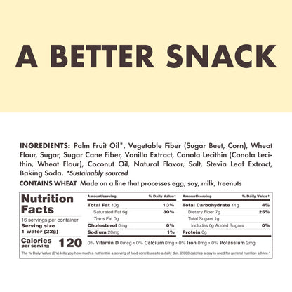 Rip Van Vanilla Keto Wafer Cookies, Non-GMO, Vegan, Low-Sugar (2g), Low-Carb, Baked Snack, 16 Count