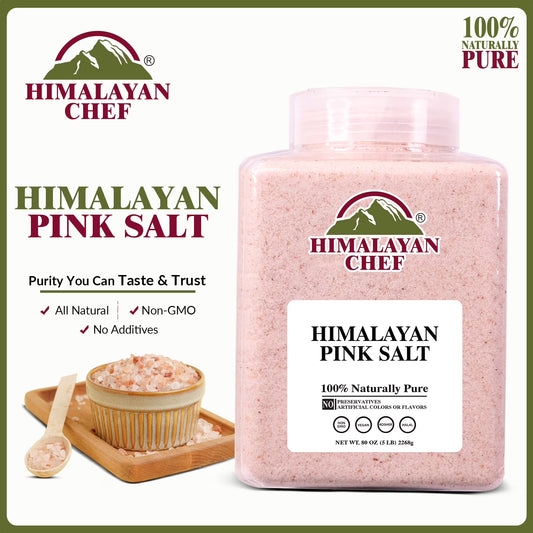 Himalayan Chef Himalayan Pink Salt Fine Grain, Plastic Jar-5 lbs