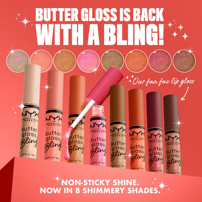 NYX Professional Makeup Butter Butter Gloss Bling Non Sticky Lip Gloss, Bring The Bling, 0.27 fl oz