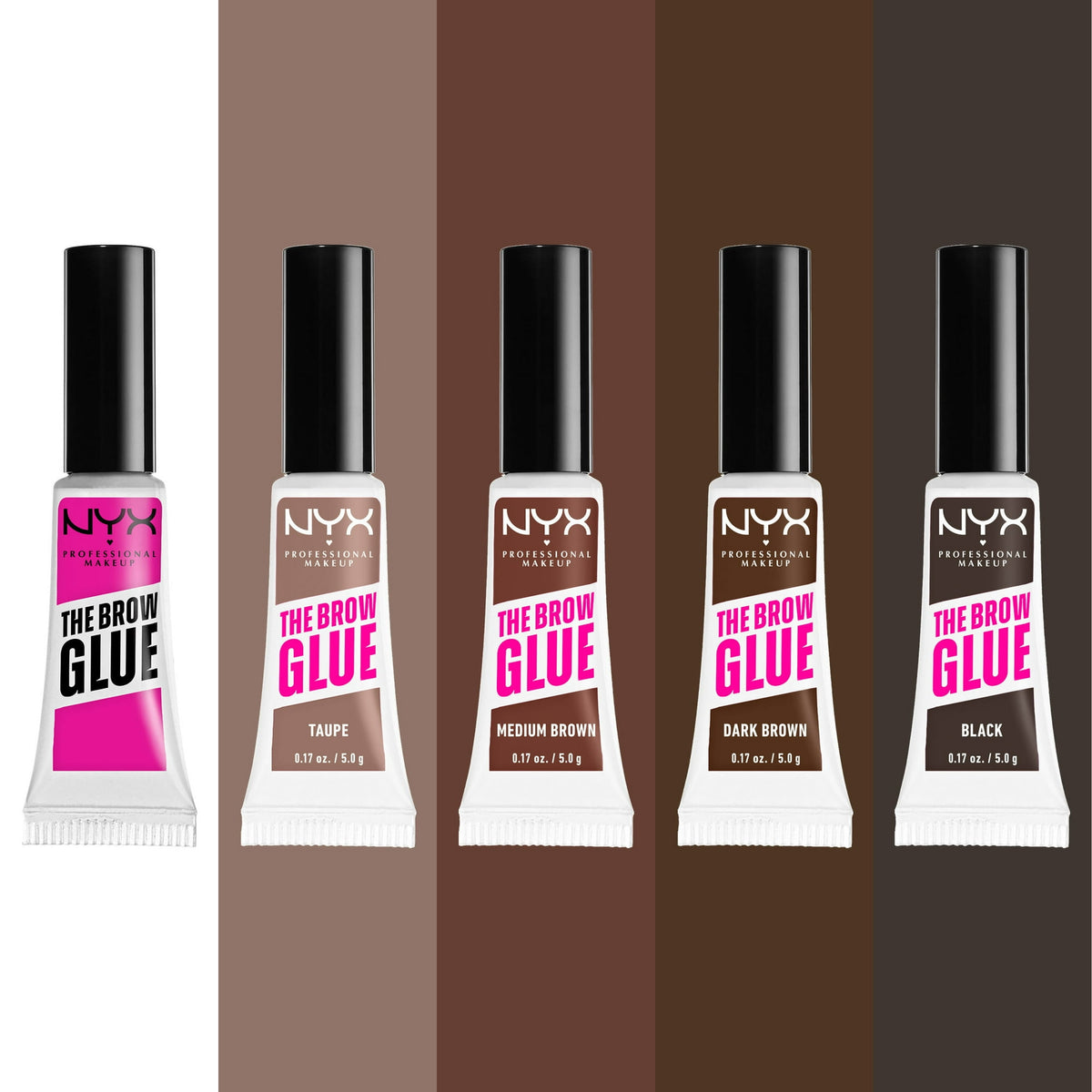 NYX Professional Makeup The Brow Glue Tinted Eyebrow Gel, Long-Hold Eyebrow Glue, Black, 0.17 oz