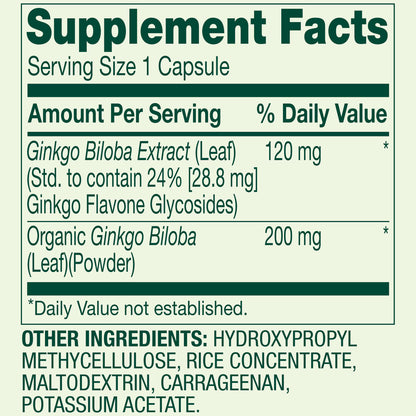 (3 pack) Spring Valley Ginkgo Biloba Extract Dietary Supplement Vegetarian Capsules for Memory Support, 120 mg, 90 Count