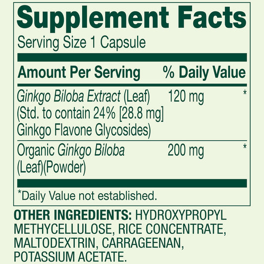 (3 pack) Spring Valley Ginkgo Biloba Extract Dietary Supplement Vegetarian Capsules for Memory Support, 120 mg, 90 Count