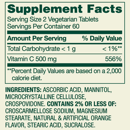 (3 pack) Spring Valley Vitamin C Dietary Supplement, Orange Flavor, 500 mg, 120 Count, Fast Dissolve Tablets for Immune Health