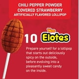 Dulces Vero Elotes Strawberry Candy Lollipops with Chili Pepper Powder, 10 Count Bag