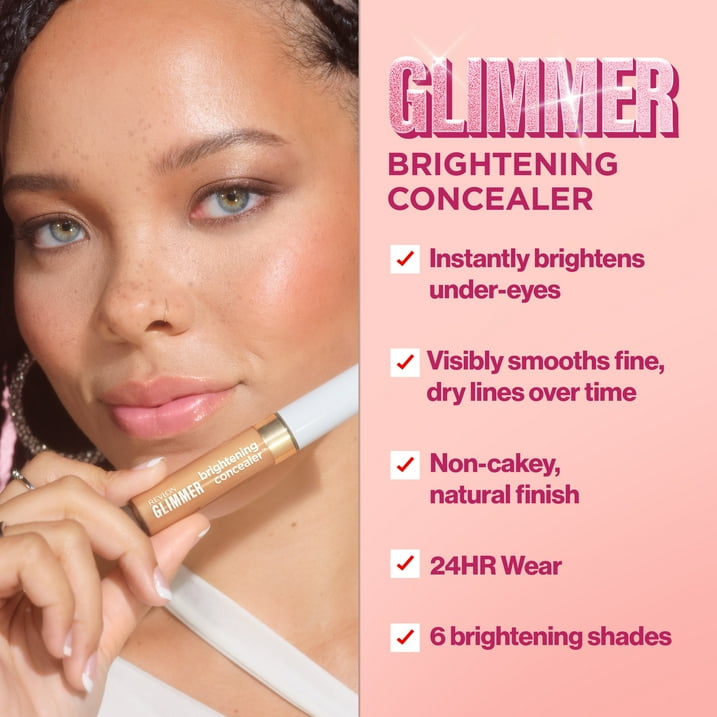 Revlon Glimmer Brightening Liquid Concealer, Buildable Coverage, 135, 0.3 fl oz