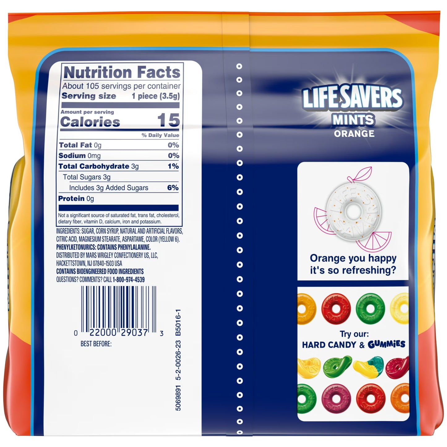Life Savers Orange Breath Mint Hard Candy, Sharing Size - 13 oz Bag