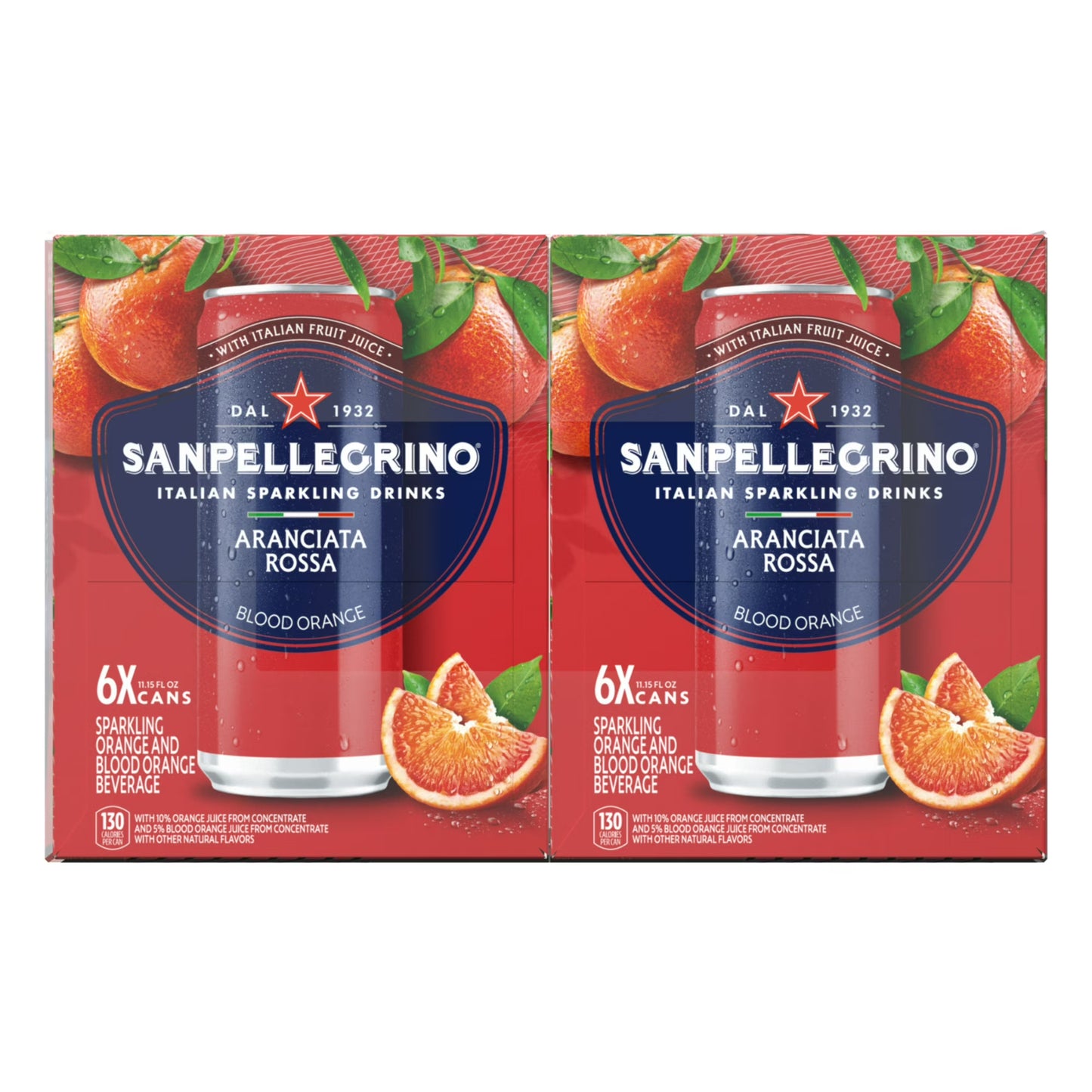 Sanpellegrino Italian Sparkling Drink Aranciata Rossa, Sparkling Orange and Blood Orange Beverage, 24 Pack of Cans