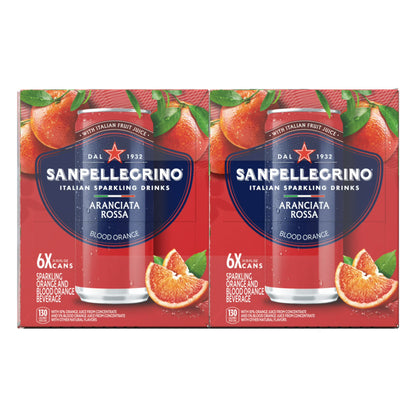 Sanpellegrino Italian Sparkling Drink Aranciata Rossa, Sparkling Orange and Blood Orange Beverage, 24 Pack of Cans