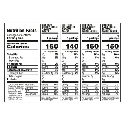Frito Lay Doritos & Cheetos Snack Chips Mix Variety Pack, 18 Pack