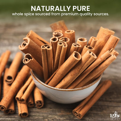 Fusion Select Cinnamon Sticks - Whole Canela Bark Pieces for Asian, Indian, & Middle Eastern Cuisine - Herbs & Spices for Baking & Cooking - Packed in a Clear Resealable Pouch - 4 oz