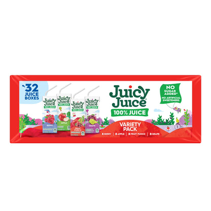 Juicy Juice 100% Juice, Shelf Stable Juice Box Variety Pack, 32 Count, 6.75 fl oz Boxes