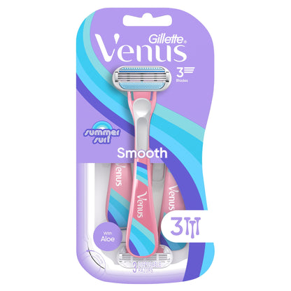 Venus Summer Surf Smooth Disposable Razors, 3 Count