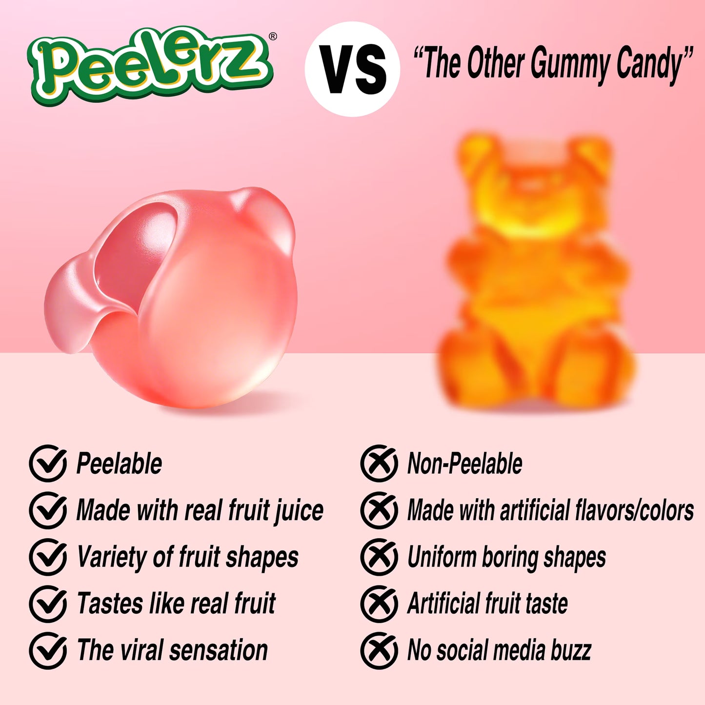 AMOS Peelerz Peach Theatre Box Gummy Candy, Gluten, Milk and Nut Free, 1 Count, 3 Oz