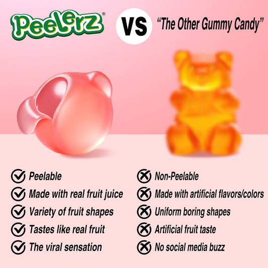 AMOS Peelerz Peach Theatre Box Gummy Candy, Gluten, Milk and Nut Free, 1 Count, 3 Oz