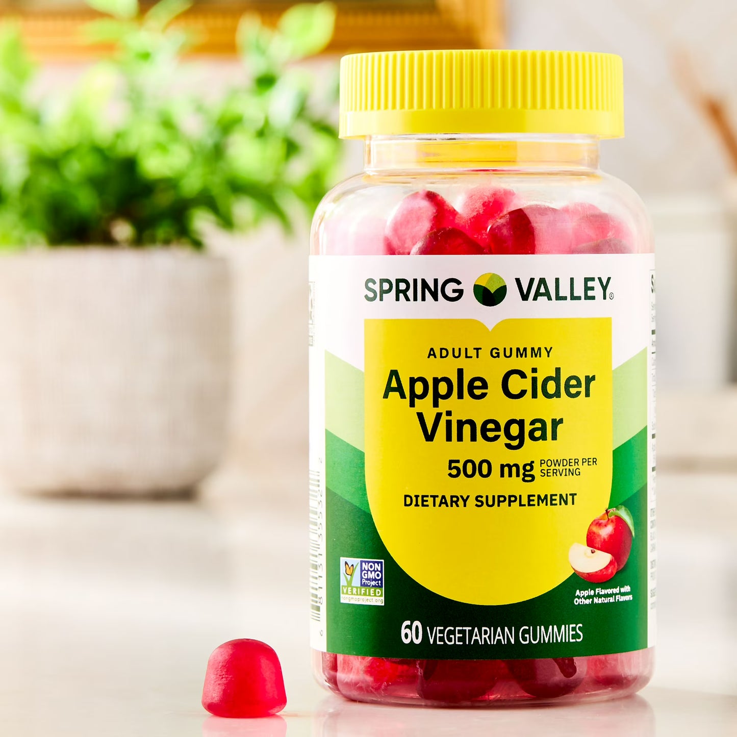 Spring Valley Non GMO Dietary Supplement Gummies, Apple Cider Vinegar, 500 mg, 60 Count