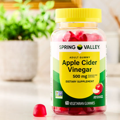 (3 pack) Spring Valley Non GMO Dietary Supplement Gummies, Apple Cider Vinegar, 500 mg, 60 Count