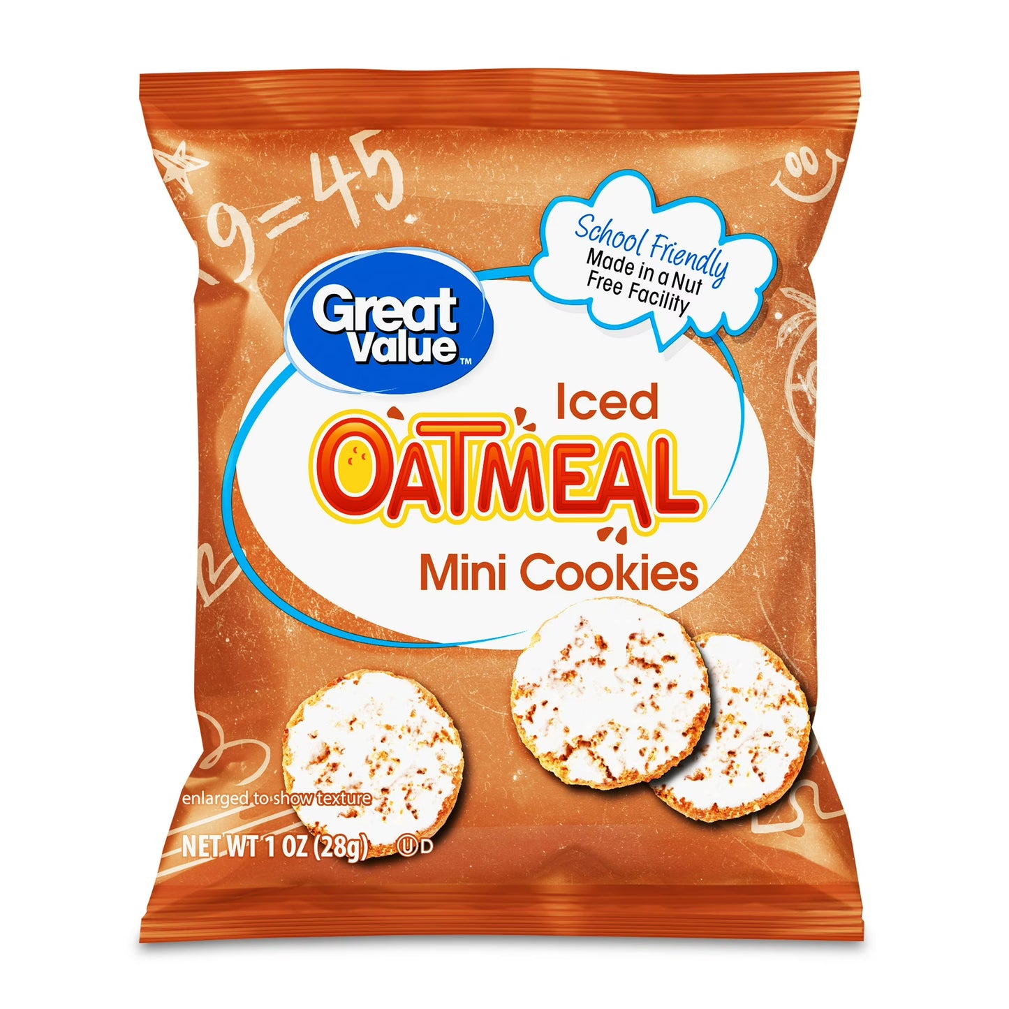 (3 pack) Great Value Mini Iced Oatmeal Cookies, 1 oz, 10 Snack Packs