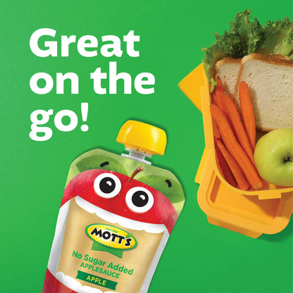 Mott's No Sugar Added Applesauce Variety Pack, 3.2 oz, 20 Count Clear Pouches