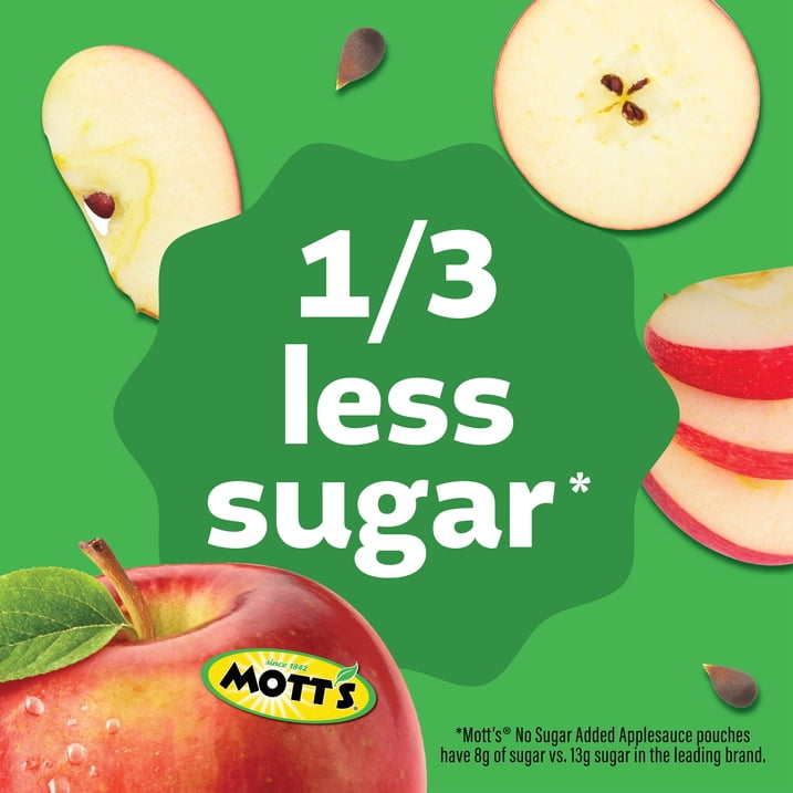 Mott's No Sugar Added Applesauce, 3.9 Ounce Cups, 18 Count